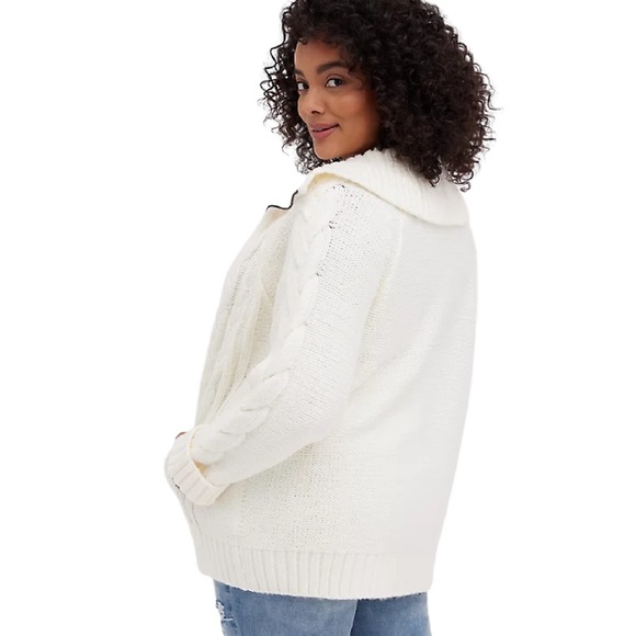 Torrid Chunky Cable Knit Zip Up Shawl Sweater Jacket 2X - Picture 3 of 7